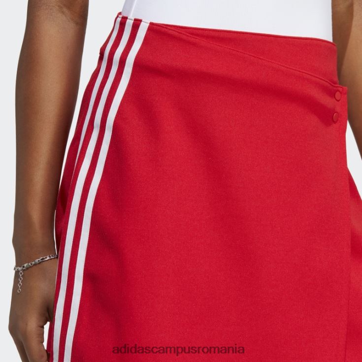 adidas campus romania scarlet adicolor classics fustă scurtă înfășurată cu 3 dungi femei stacojiu J266N29047