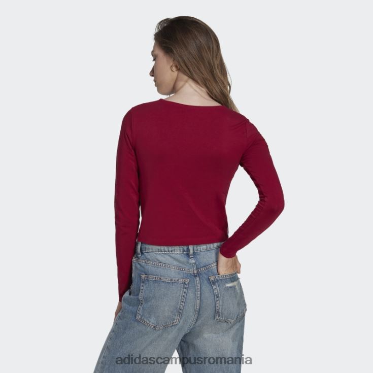 adidas campus romania top decupat în centrul scenei burgundy femei Burgundia J266N216768