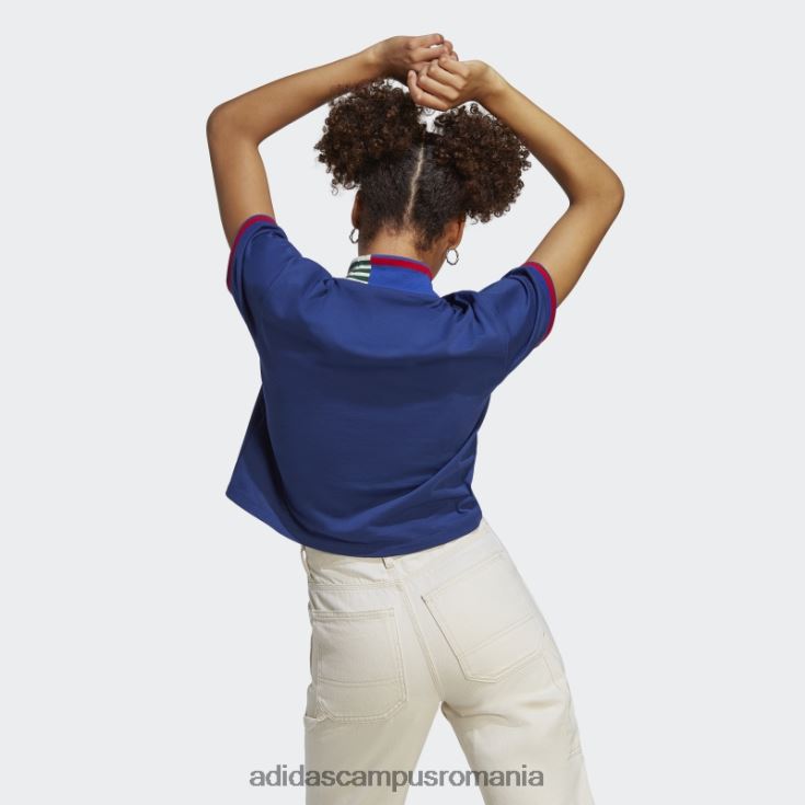 adidas campus romania tricou crop guler coasta albastru victorie femei albastru victorie J266N210735