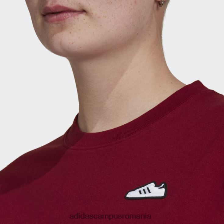 adidas campus romania tricou cu broderie burgundy femei Burgundia J266N22849