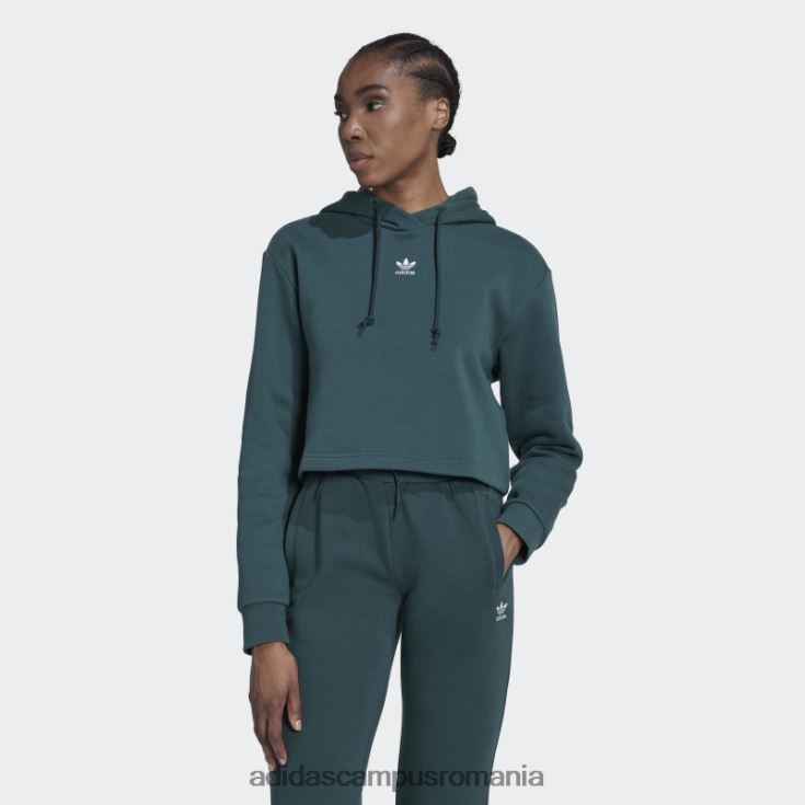 adidas campus romania verde mineral adicolor essentials crop fleece hanorac femei verde mineral J266N210121