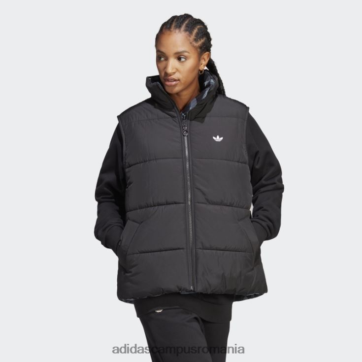 adidas campus romania vestă reversibilă cu imprimeu animal abstract negru femei negru J266N217107