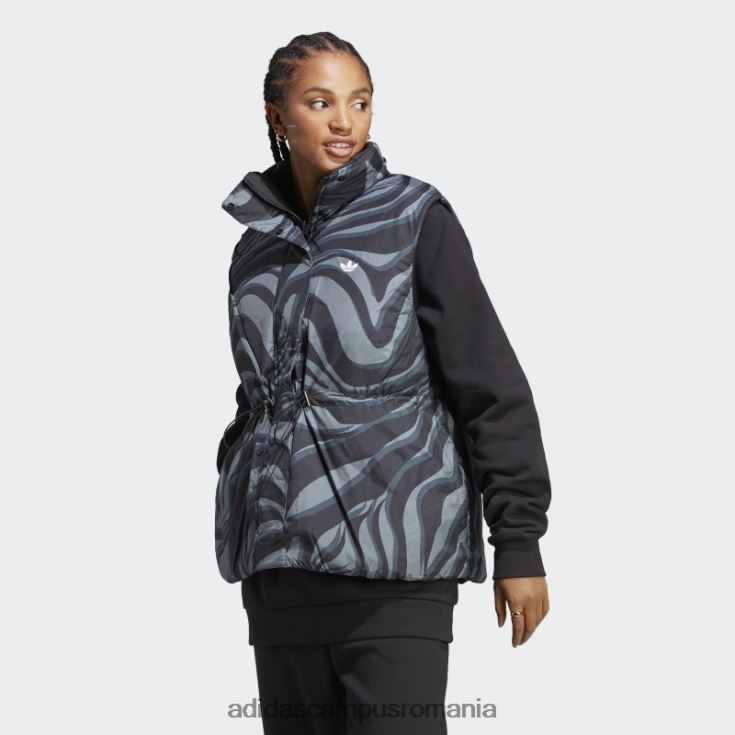 adidas campus romania vestă reversibilă cu imprimeu animal abstract negru femei negru J266N217107