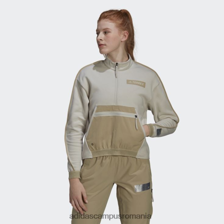 adidas campus romania Terrex hike buzunar cu jumătate de fermoar strat intermediar hanorac aluminiu femei aluminiu/savana J266N210490