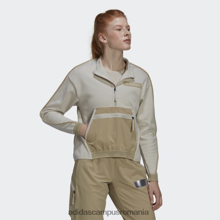 adidas campus romania Terrex hike buzunar cu jumătate de fermoar strat intermediar hanorac aluminiu femei aluminiu/savana J266N210490