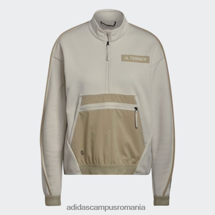 adidas campus romania Terrex hike buzunar cu jumătate de fermoar strat intermediar hanorac aluminiu femei aluminiu/savana J266N210490
