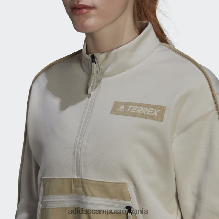 adidas campus romania Terrex hike buzunar cu jumătate de fermoar strat intermediar hanorac aluminiu femei aluminiu/savana J266N210490