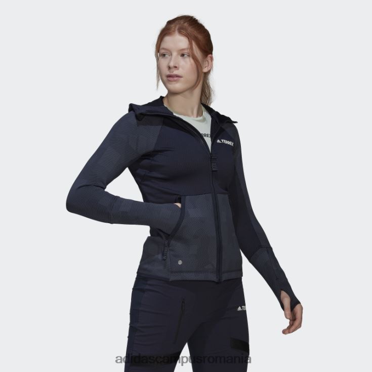 adidas campus romania Terrex tech flooce cu glugă pentru drumeții jachetă fleece cerneală femei cerneală J266N210454