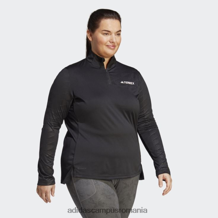 adidas campus romania Tricou negru Terrex cu mânecă lungă cu jumătate de fermoar (plus mărime) femei negru J266N210192