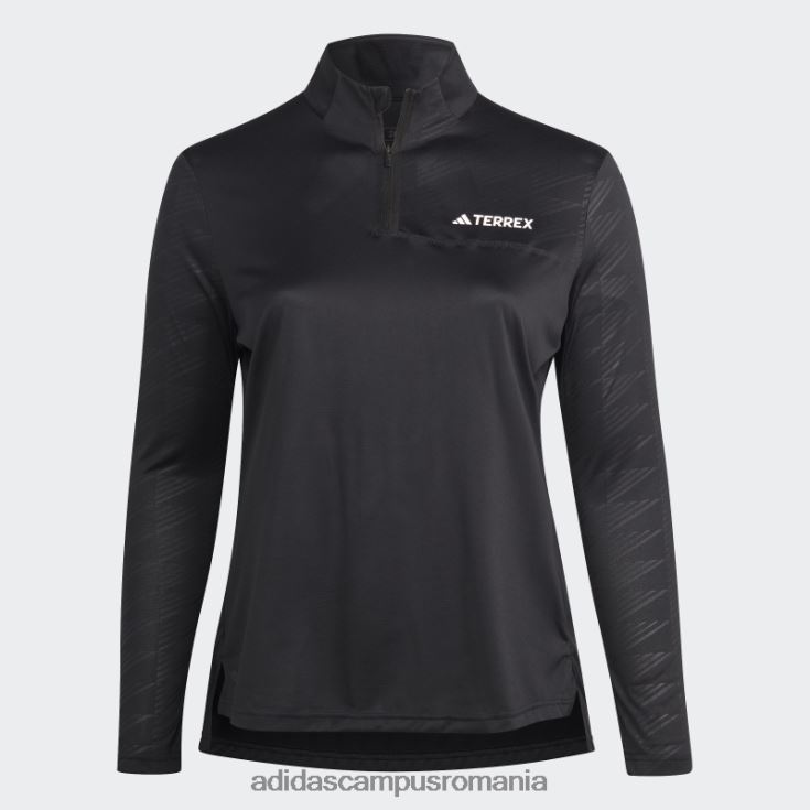 adidas campus romania Tricou negru Terrex cu mânecă lungă cu jumătate de fermoar (plus mărime) femei negru J266N210192