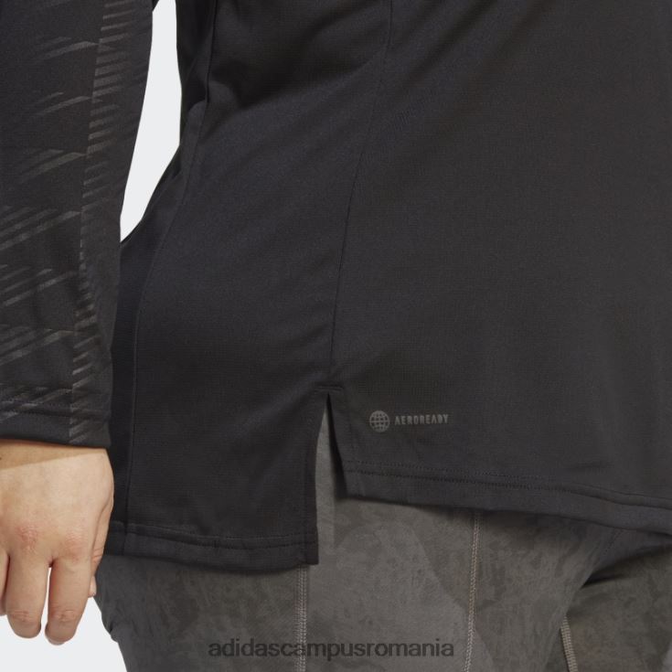 adidas campus romania Tricou negru Terrex cu mânecă lungă cu jumătate de fermoar (plus mărime) femei negru J266N210192