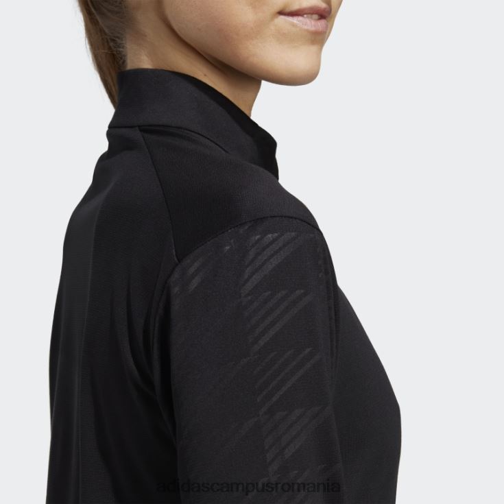 adidas campus romania Tricou negru cu mânecă lungă cu jumătate de fermoar terrex femei negru J266N29913