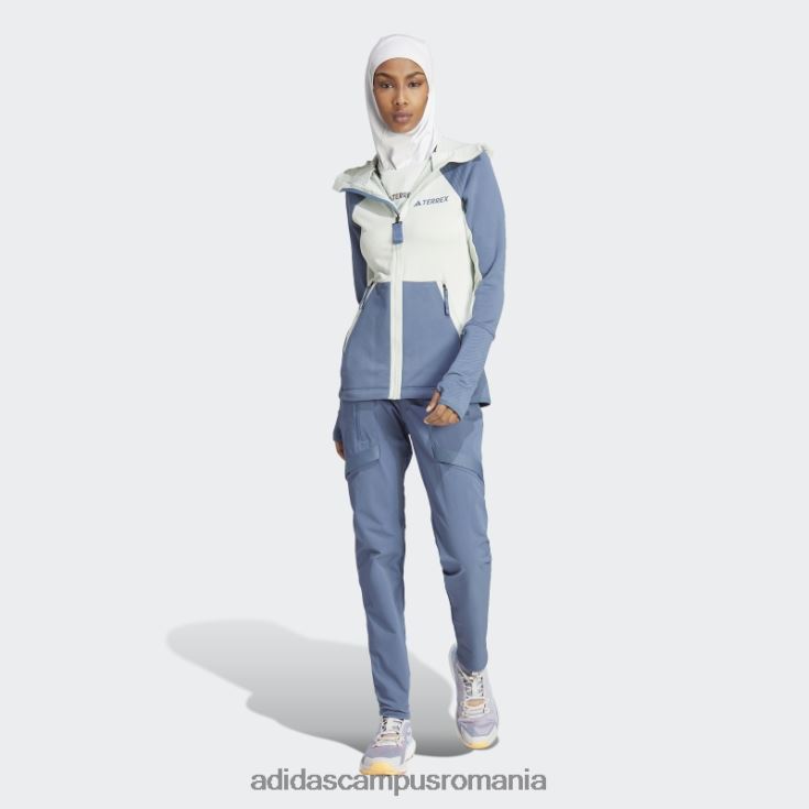 adidas campus romania geacă fleece pentru drumeții cu glugă terrex tech flooce verde femei verde/otel J266N210153