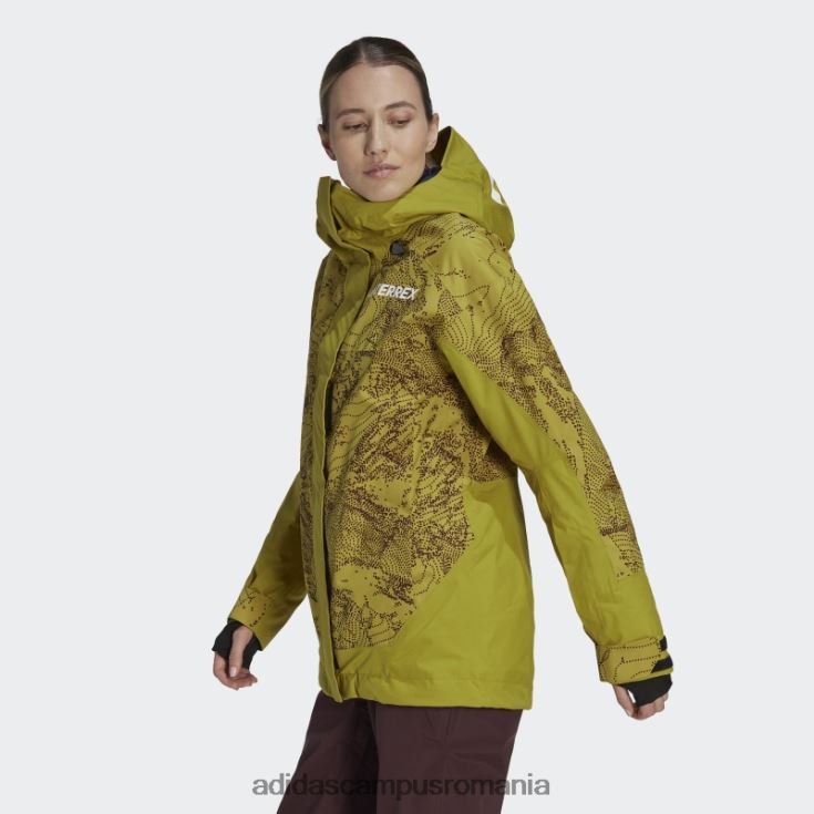 adidas campus romania geacă grafică pentru zăpadă izolată în 2 straturi terrex olive femei măslin/maroon J266N217300