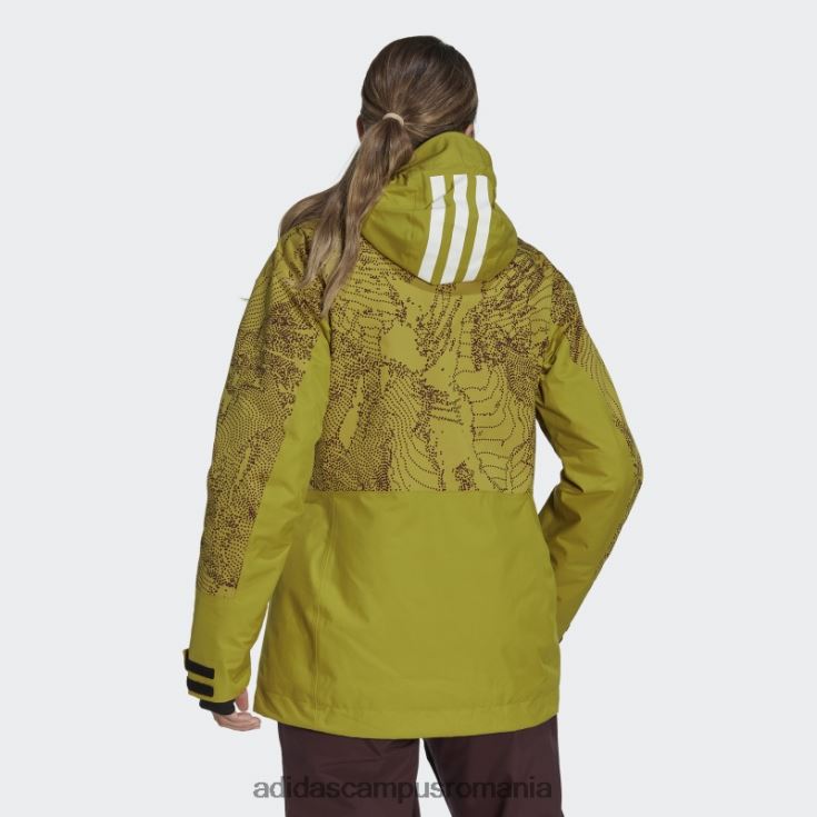 adidas campus romania geacă grafică pentru zăpadă izolată în 2 straturi terrex olive femei măslin/maroon J266N217300