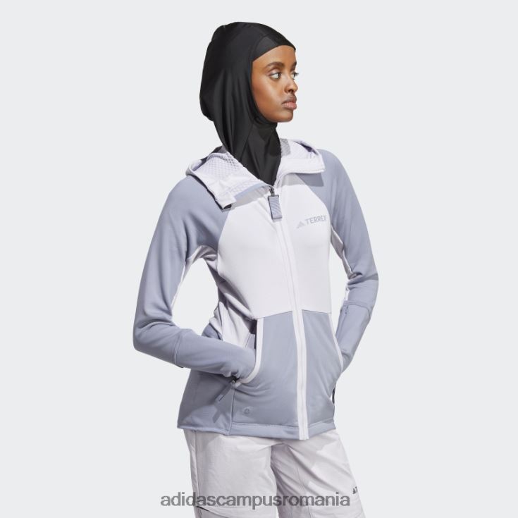 adidas campus romania jachetă fleece de drumeție cu glugă, argint, terrex tech flooce femei zori argintii/violet argintiu J266N210000