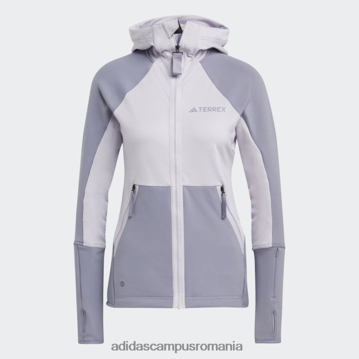 adidas campus romania jachetă fleece de drumeție cu glugă, argint, terrex tech flooce femei zori argintii/violet argintiu J266N210000