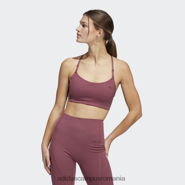 adidas campus romania yoga studio sutien cu susținere luminoasă cu 3 dungi visiniu femei Burgundia J266N22750