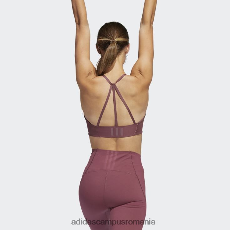 adidas campus romania yoga studio sutien cu susținere luminoasă cu 3 dungi visiniu femei Burgundia J266N22750