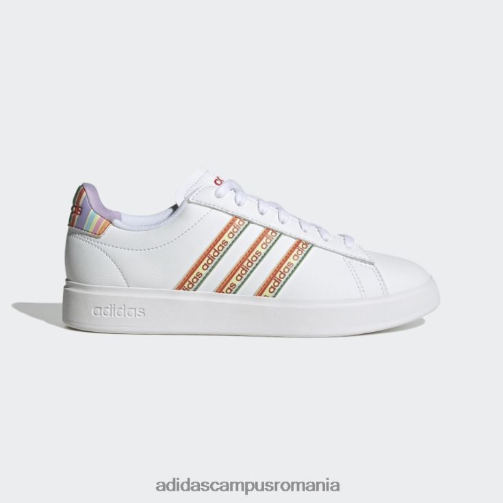 adidas campus romania grand court cloudfoam lifestyle court comfort pantofi roșu luxuriant femei strălucire albă/roșu luxuriant/violet J266N28466