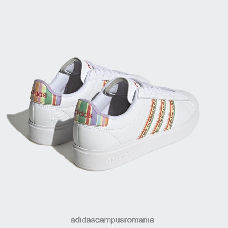 adidas campus romania grand court cloudfoam lifestyle court comfort pantofi roșu luxuriant femei strălucire albă/roșu luxuriant/violet J266N28466