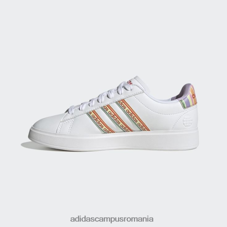 adidas campus romania grand court cloudfoam lifestyle court comfort pantofi roșu luxuriant femei strălucire albă/roșu luxuriant/violet J266N28466