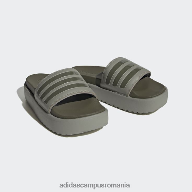 adidas campus romania platformă adilette tobogane argintiu pietriș femei pietriș/măslin argintiu J266N28383