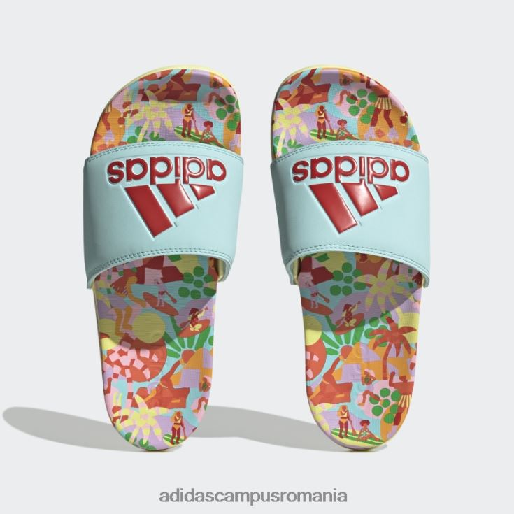 adidas campus romania tobogane de confort aqua adilette femei aqua/roșu luxuriant/citrin perlat J266N28524