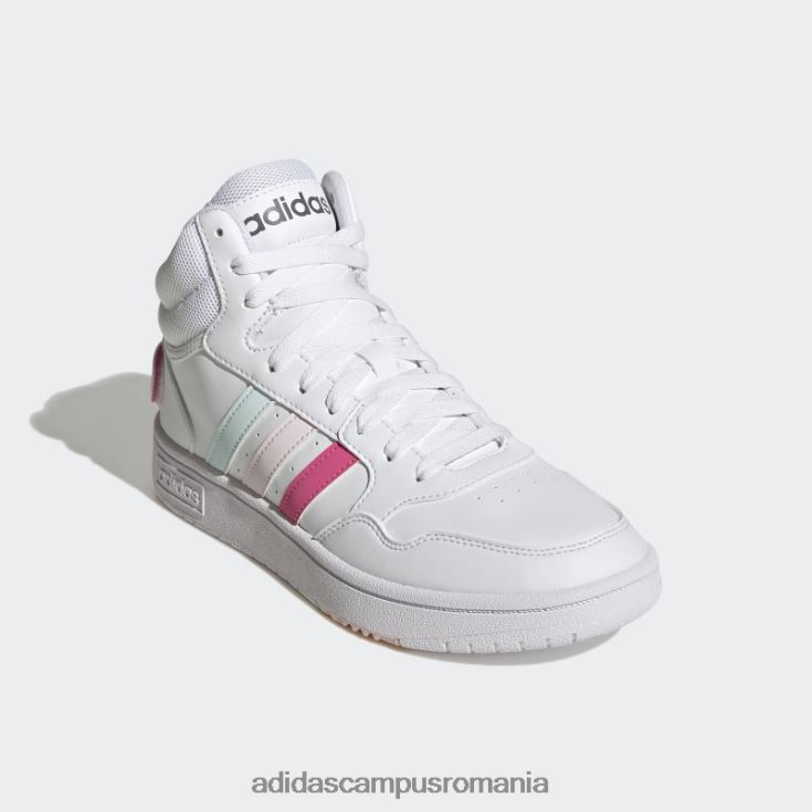 adidas campus romania pantofi alb hoops 3.0 mijlocii clasici de ziua mondială a prieteniei femei alb/magenta/roz J266N221976