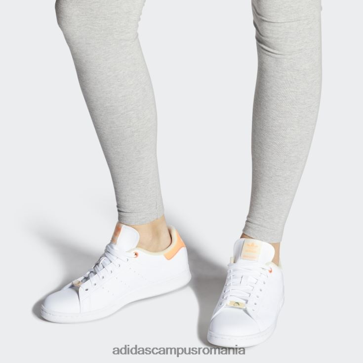 adidas campus romania pantofii ei vegani Stan Smith alb femei papură alb/galben/portocaliu J266N222115