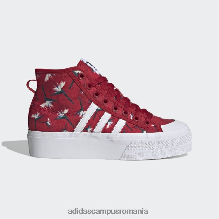 adidas campus romania thebe magugu nizza platform pantofi mijlocii roșii femei roșu/alb/negru J266N222184