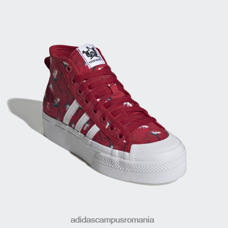 adidas campus romania thebe magugu nizza platform pantofi mijlocii roșii femei roșu/alb/negru J266N222184