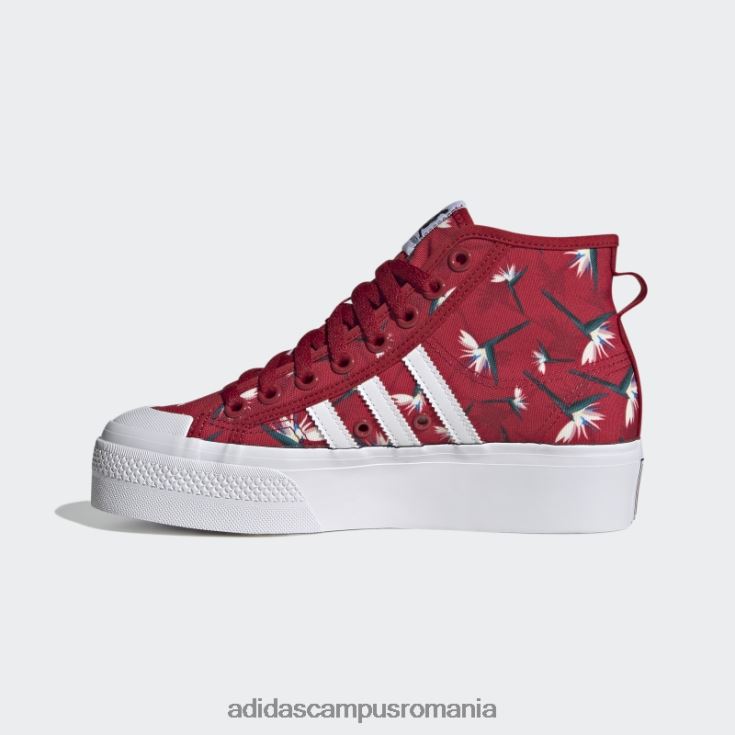 adidas campus romania thebe magugu nizza platform pantofi mijlocii roșii femei roșu/alb/negru J266N222184
