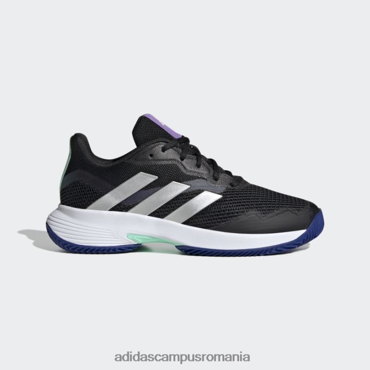 adidas campus romania pantofi de tenis negri pe zgură de control Courtjam femei negru/argintiu/mentă J266N216145