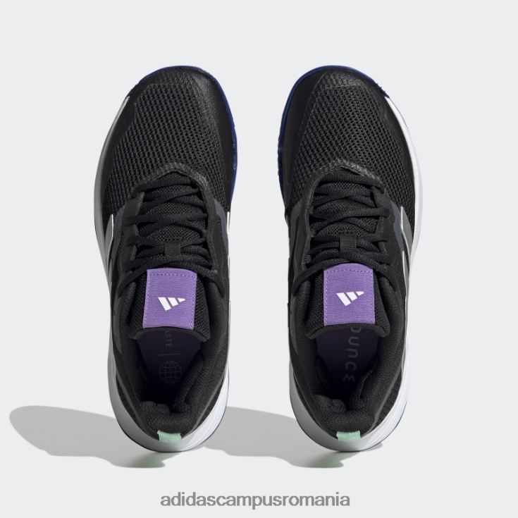 adidas campus romania pantofi de tenis negri pe zgură de control Courtjam femei negru/argintiu/mentă J266N216145