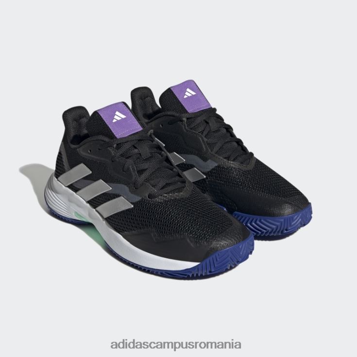 adidas campus romania pantofi de tenis negri pe zgură de control Courtjam femei negru/argintiu/mentă J266N216145