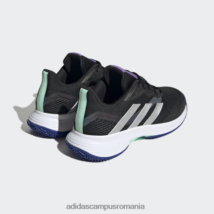 adidas campus romania pantofi de tenis negri pe zgură de control Courtjam femei negru/argintiu/mentă J266N216145