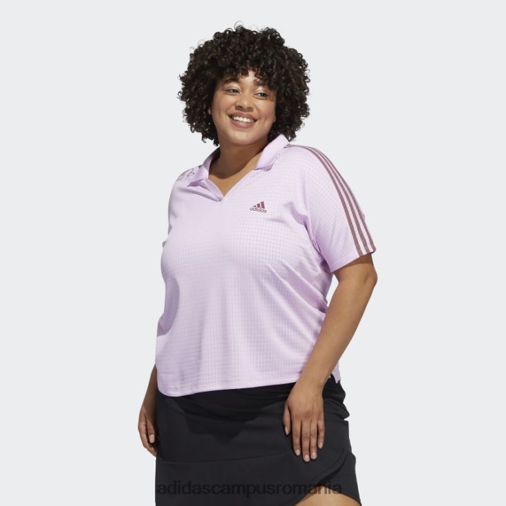 adidas campus romania Tricou polo cu 3 dungi (mărime plus) liliac femei liliac J266N222819