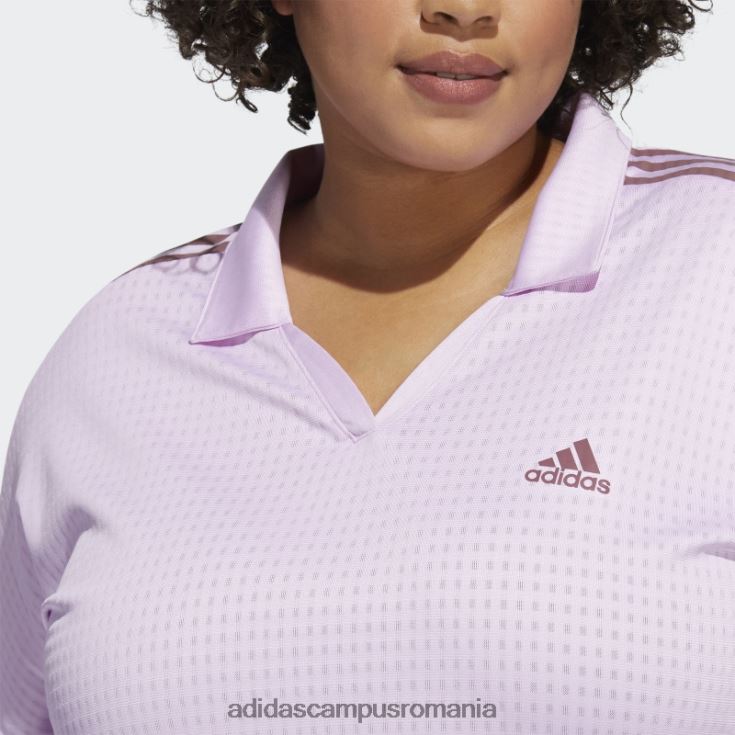 adidas campus romania Tricou polo cu 3 dungi (mărime plus) liliac femei liliac J266N222819