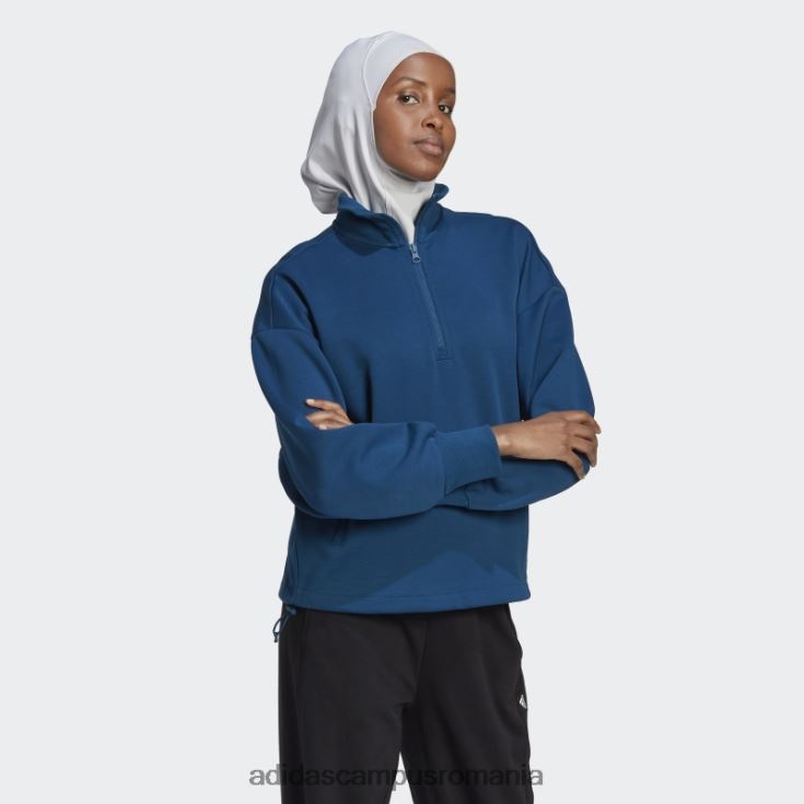 adidas campus romania Hanorac adidas cu fermoar sfert, emblema cu icoane viitoare marine femei marin J266N223097