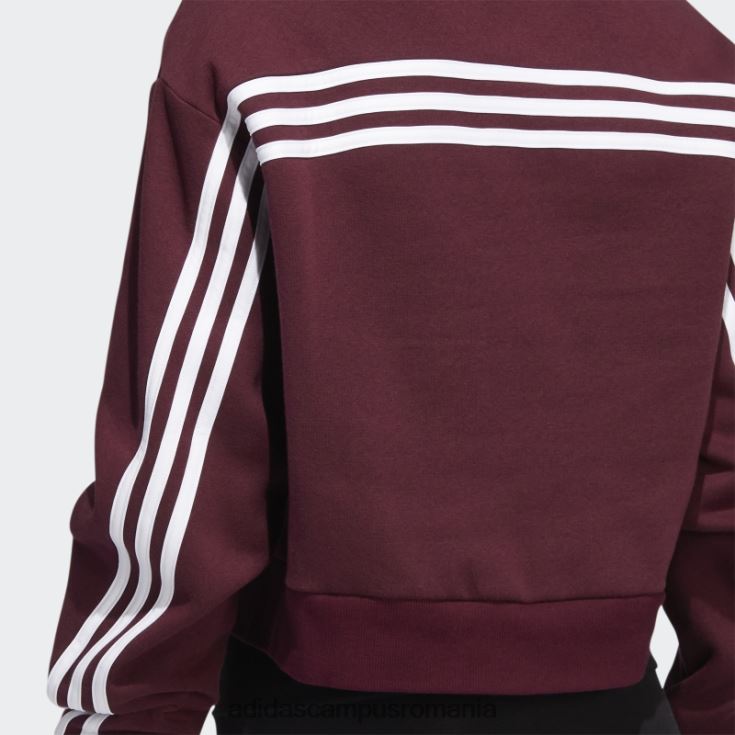 adidas campus romania Hanorac crew cu 3 dungi maro femei maro/alb/multi J266N223054