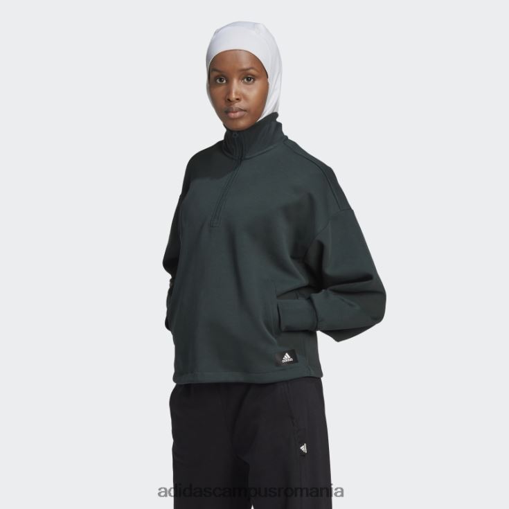adidas campus romania Insigna icoane viitoare de sport hanorac cu fermoar sfert verde femei verde J266N223006