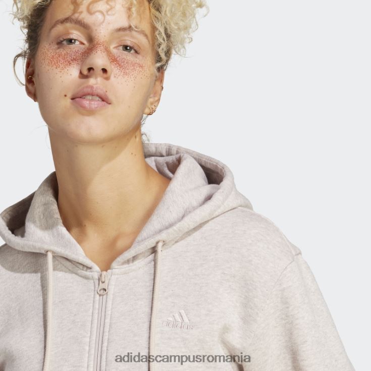 adidas campus romania all szn fleece hanorac cu fermoar complet taupe mel femei taupe mel J266N223143