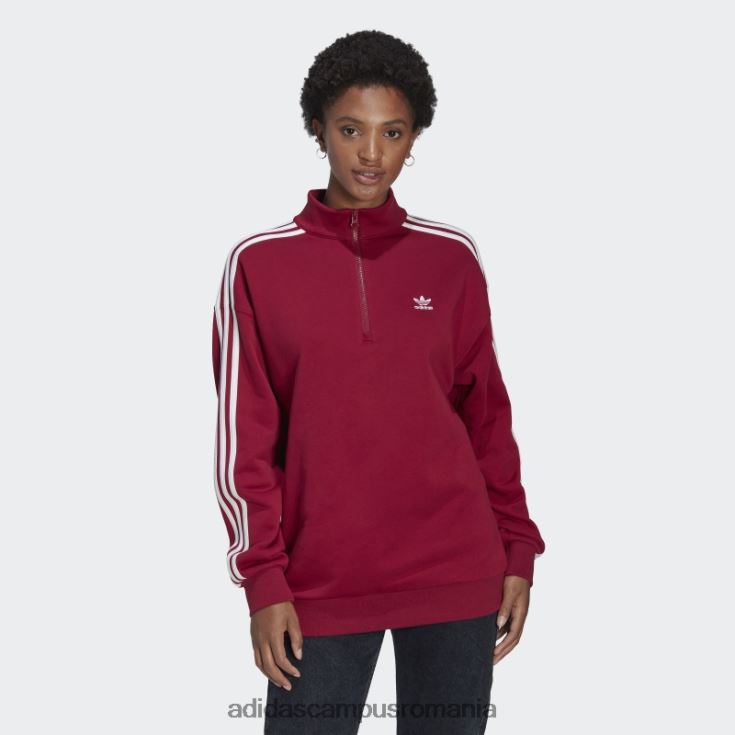 adidas campus romania hanorac burgundy adicolor trefoil cu fermoar sfert femei Burgundia J266N223050