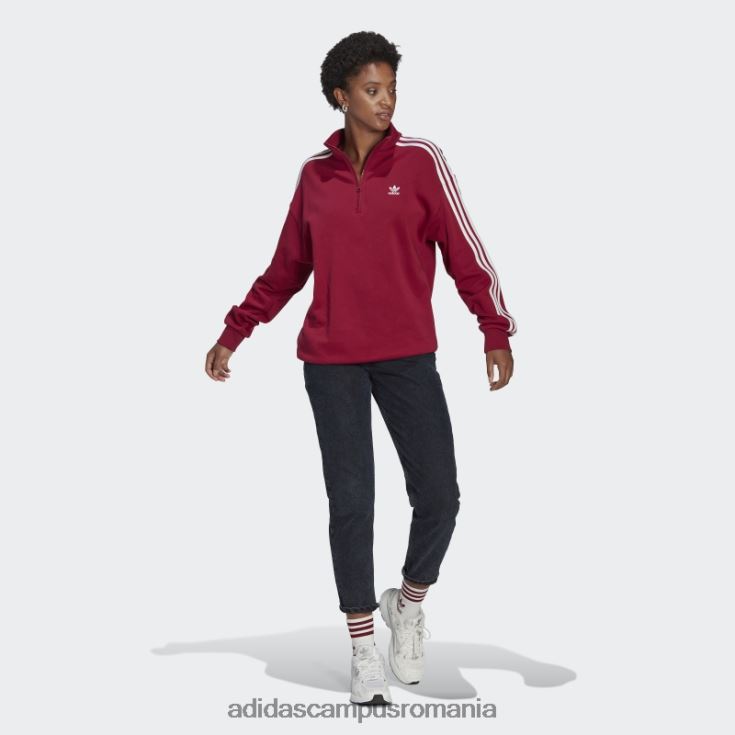 adidas campus romania hanorac burgundy adicolor trefoil cu fermoar sfert femei Burgundia J266N223050