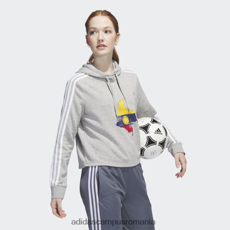 adidas campus romania hanorac cropped colombia gri femei gri/alb/soccr-cl6-s2d J266N223210