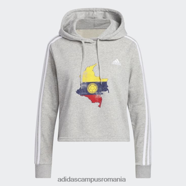 adidas campus romania hanorac cropped colombia gri femei gri/alb/soccr-cl6-s2d J266N223210