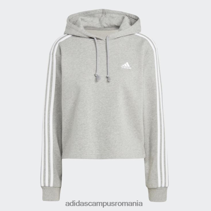 adidas campus romania hanorac cu 3 dungi French Terry alb elegant femei gri mediu/alb J266N223166