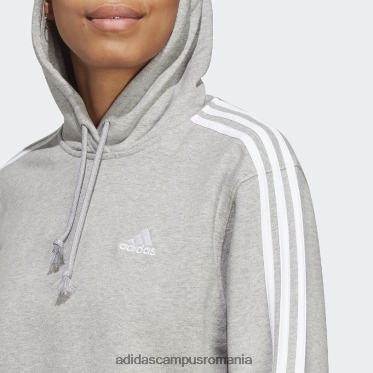 adidas campus romania hanorac cu 3 dungi French Terry alb elegant femei gri mediu/alb J266N223166