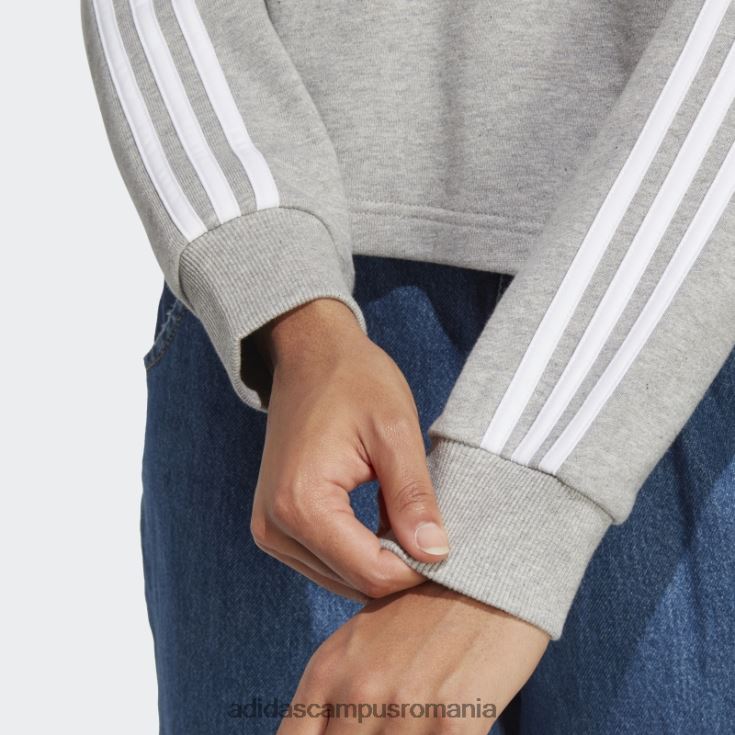 adidas campus romania hanorac cu 3 dungi French Terry alb elegant femei gri mediu/alb J266N223166